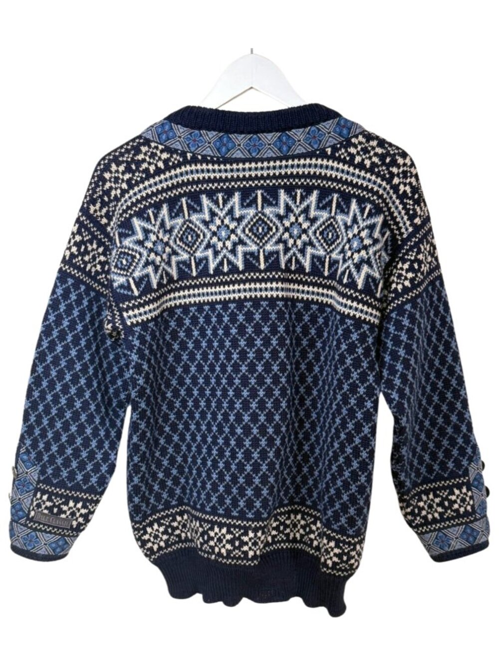 Dale of Norway Wool Cardigan Nordic Sweater Blue Fair Isle Toggle Clasp S - Picture 2 of 8